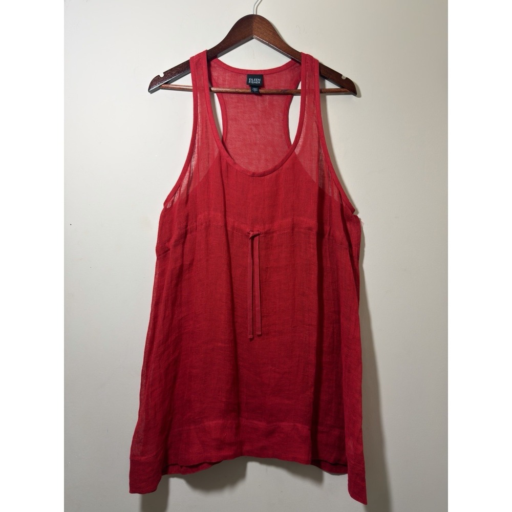 Eileen Fisher Red Linen  Coverup Large